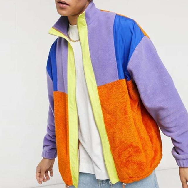 B&aacute;n bu&ocirc;n Đường đua thể thao t&ugrave;y chỉnh Qu&aacute; khổ Zipfastening Coloe Block Đ&agrave;n &ocirc;ng &Aacute;o kho&aacute;c l&ocirc;ng cừu