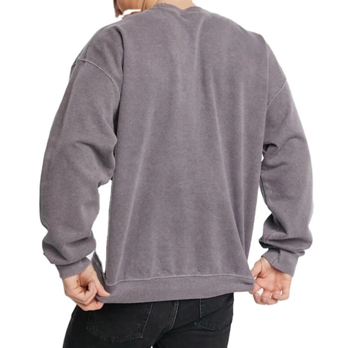 Hoogwaardige herengewassen sweatshirts, oversized herensweatshirts met ronde hals en drop-shoulder