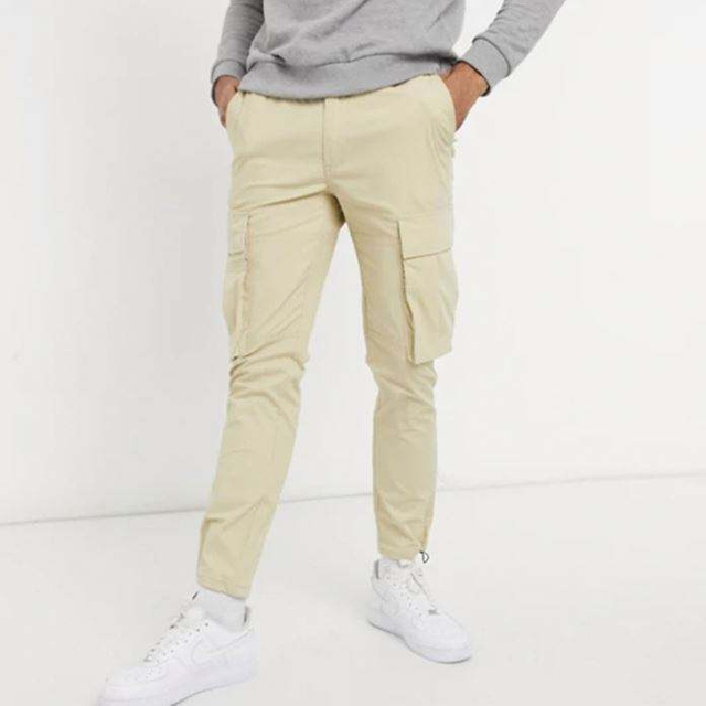 Hot Selling Streetwear Ρυθμιζόμενες μανσέτες μονόχρωμες Ανδρικό παντελόνι Cargo με πολλές τσέπες