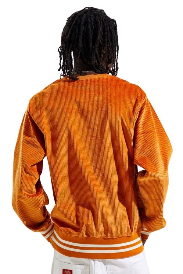 အစင်းကြောင်း Ribbing Pullover Hoodie ပါသော စိတ်ကြိုက်အမျိုးသား Corduroy Crew Neck Sweatshirt