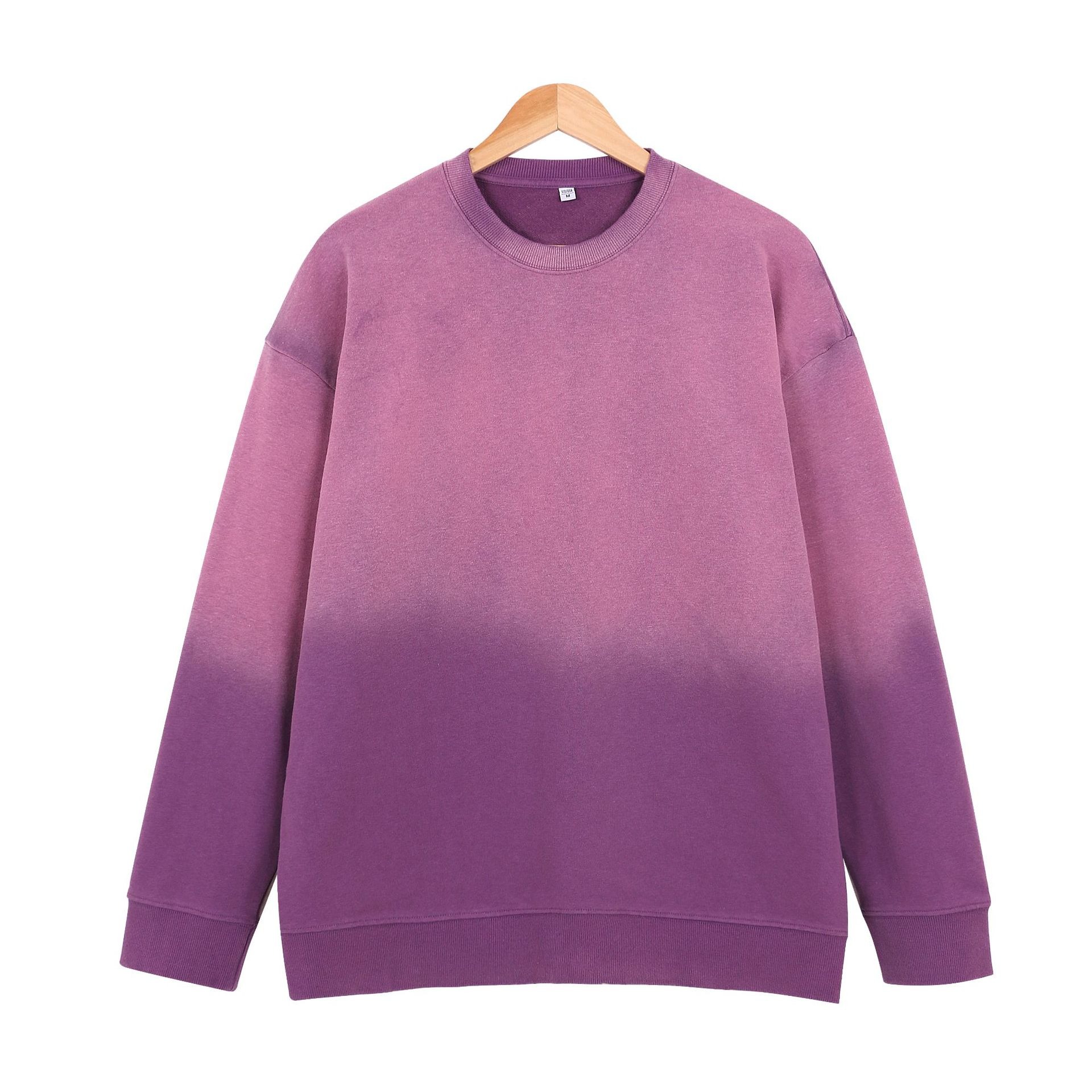 400Gsm ခေတ်ဟောင်း Gradient အရောင် Streetwear Crewneck Retro စိတ်ကြိုက်လိုဂို အမျိုးသားများအတွက် Hoodie အင်္ကျီ
