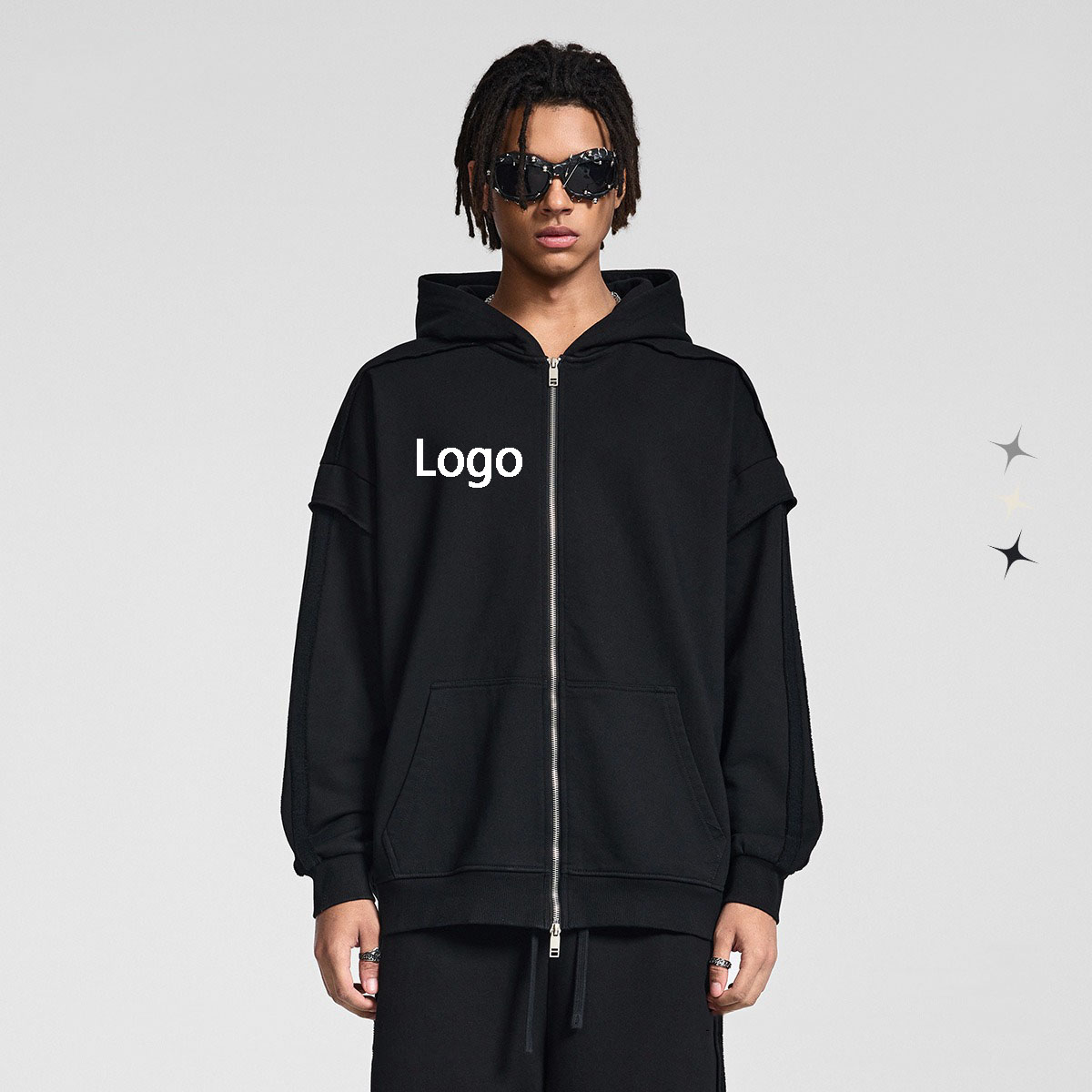 90988+90989 China Custom 450 G/M Zip Up Hoodie Fabricantes