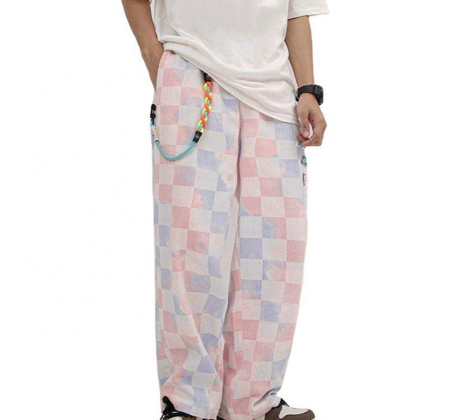 OEM Manufacturer aestas Maximum Waist Lata crus Braccae High Waist Casual Plaid solve Recta-leg Sweatpants