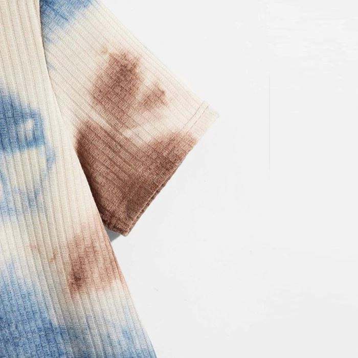 Производител на тениски Персонализирана мъжка тениска Tie Dye Pattern Плетени тениски с къси ръкави в ребра