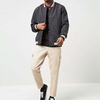 P&aacute;nsk&eacute; čern&eacute; bundy typu Bomber s designem vlastn&iacute;ho loga Crew Neck Varsity Striped Trim