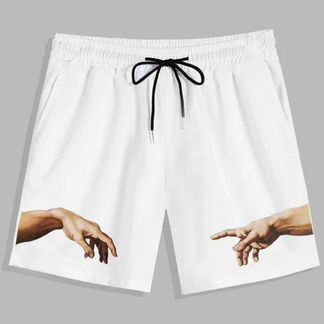 OEM-produsenter Custom Logo Deisgn Herre Shorts Bukser H&aring;ndtrykt Sn&oslash;ring Midje Sommer Herre Shorts