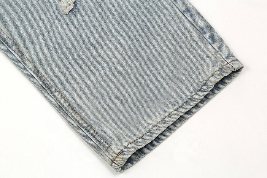 OEM proizvođač, veleprodaja prilagođenog logotipa High Street traper hlače Isprane patch tkanine Vunene rubne ležerne hlače za muškarce Odjeća