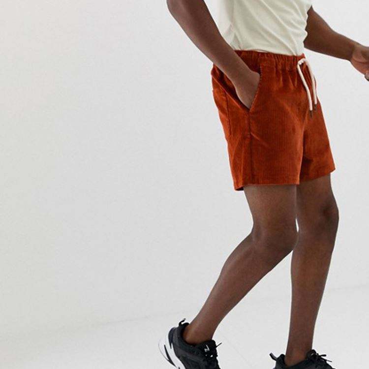 Χονδρικό κέντημα από βαμβακερό κορδόνι σορτς με κορδόνι σκουριάς