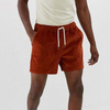 Borong Bordir Cotton Drawstrings Slim Short In Rust Cord