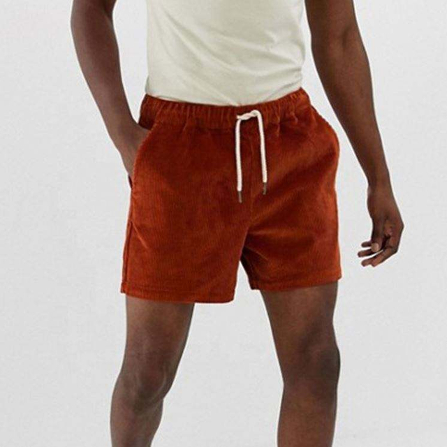 Short Slim En Coton Brod&eacute; En Gros Avec Cordon De Serrage En Cordon Rouille