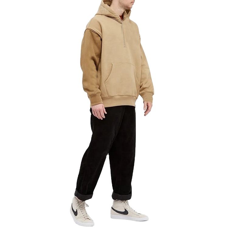 Custom Men Color Block Oversized hettegenser Avtakbare ermer Half Zip Hettegensere