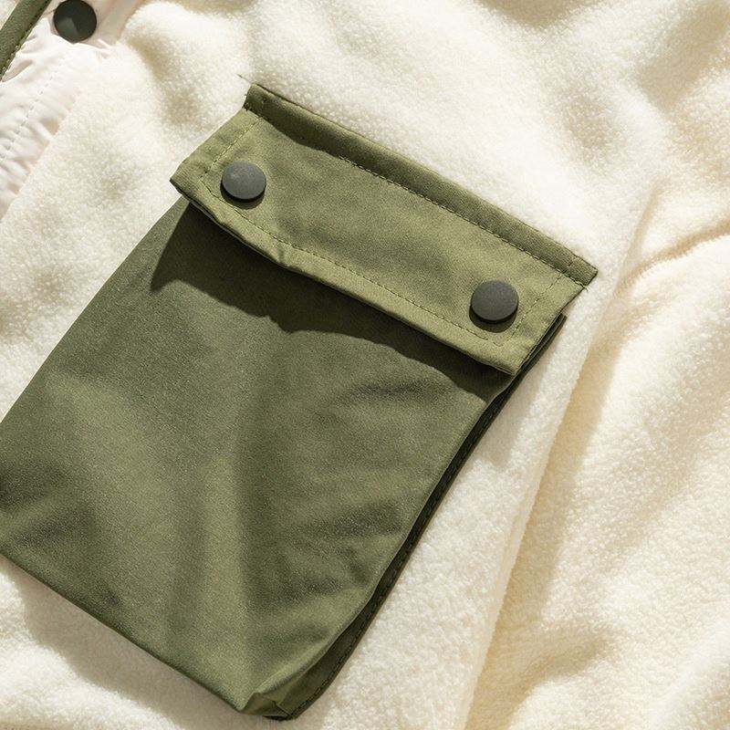 Fabricant OEM personnalis&eacute; multi-poches couleur unie ourlet c&ocirc;tel&eacute; col montant manteaux en coton veste