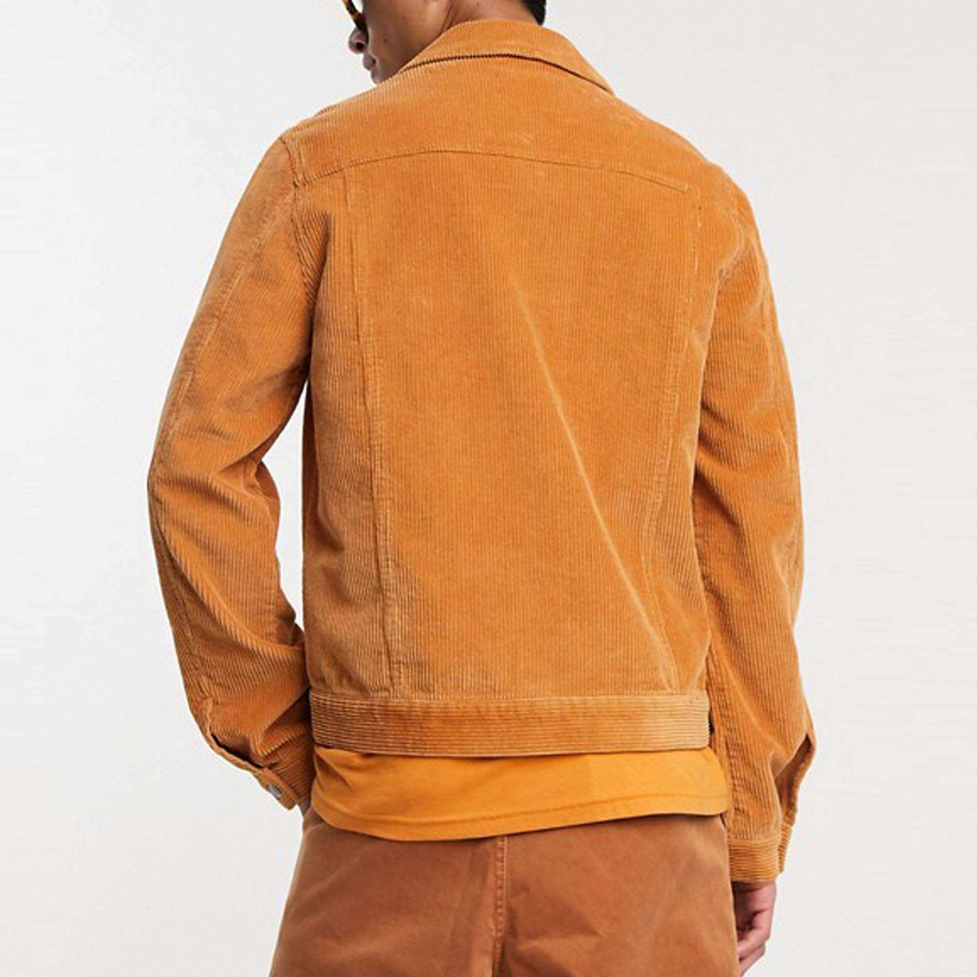 Herre Casual Fashion Cord Western jakke Regular Fit Plain Corduroy-jakke i sennep