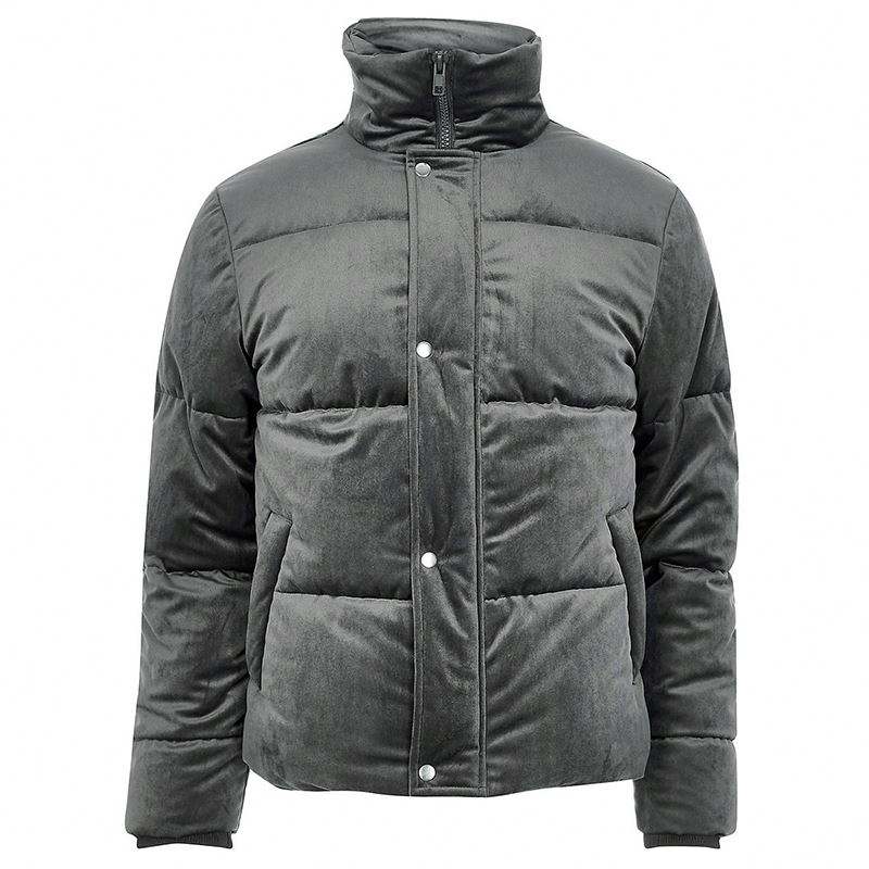 Abbigliamento uomo inverno 2018 Piumino con collo a imbuto in velluto grigio