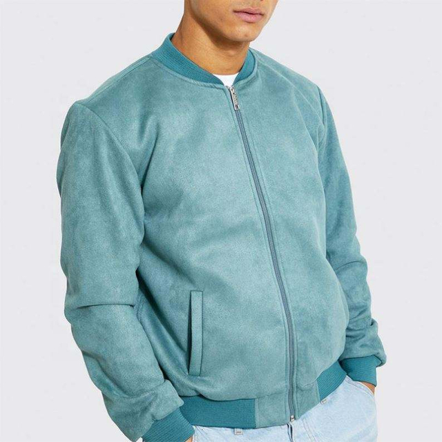 OEM Manufacturer Custom Men's Vintage Lana Suedette Zip Up plain Baseball Bomber Jacket