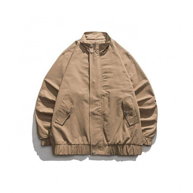 Pengeluar OEM Saiz Besar Fesyen Retro Kasual Longgar Berdiri Jaket Kolar Lelaki