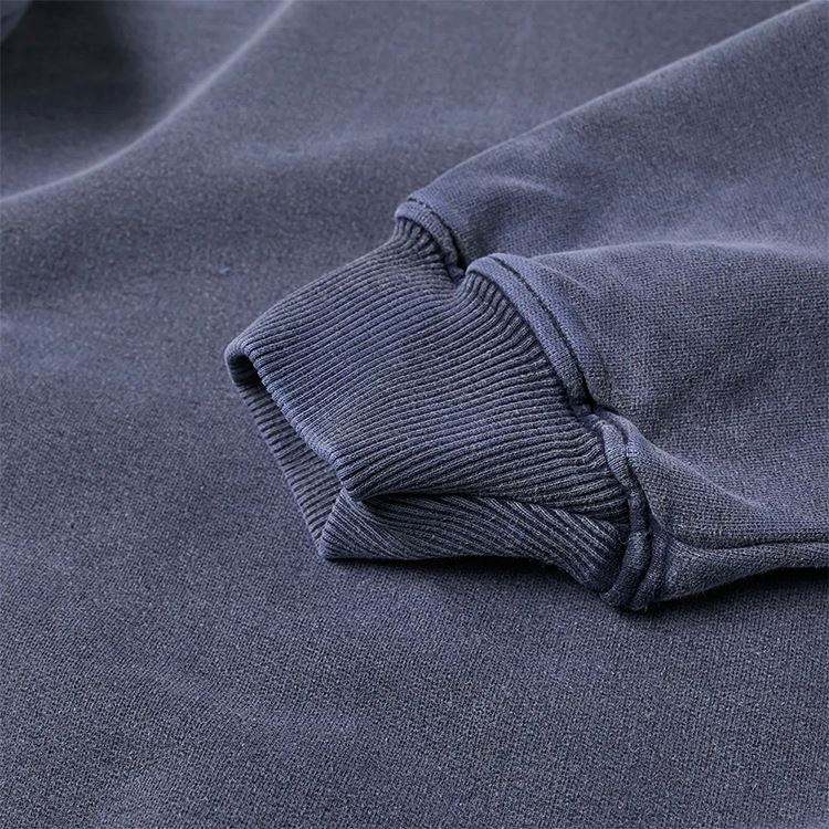 OEM-fabrikant op maat 100% katoen heren boxy vintage gewassen geribbelde capuchon trui