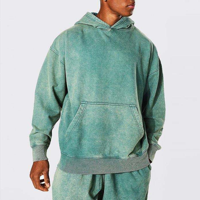 Fabricant OEM personnalis&eacute; de haute qualit&eacute;, surdimensionn&eacute;, uni, lourd, &eacute;pais, vert, Vintage, lav&eacute;, pull &agrave; capuche