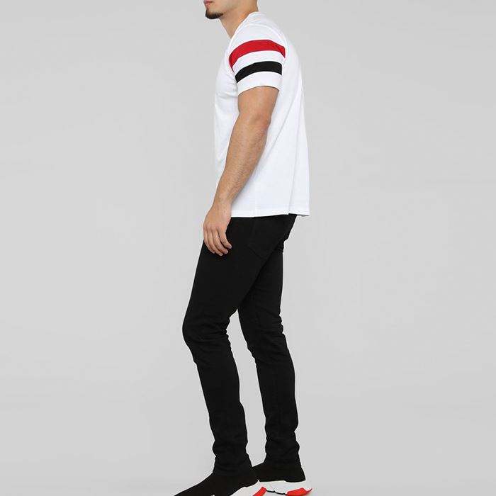 T-shirt maniche a righe con stampa personalizzata T-shirt bianca girocollo a maniche corte da uomo sfusa