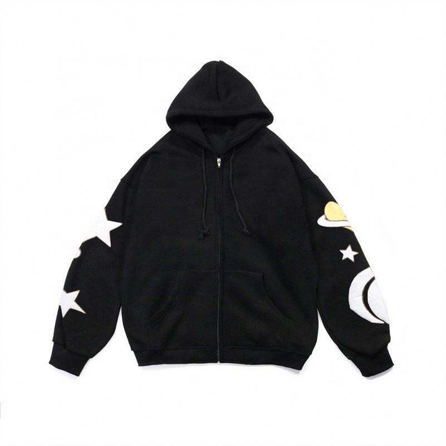OEM Manufacturer Custom hominum stella Print Zipper Hoodie Sleeve Sweater