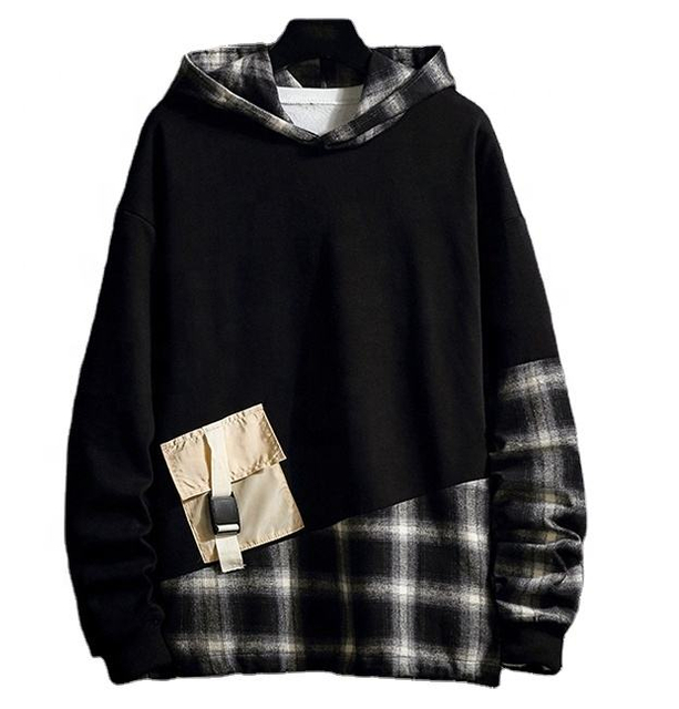 OEM-produsent Custom Color Block Plaid Uformell Custom Sweatshirt Oversized hettegensere