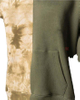 Fabricante OEM, sudadera con capucha de gran tama&ntilde;o para hombre personalizada con hombros ca&iacute;dos, sin cordones, con bloques de color, estampado Tie Dye, sudaderas con capucha de dos tonos
