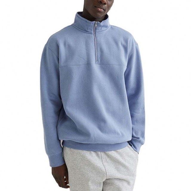 Pengeluar OEM Tersuai Berkualiti Tinggi Lelaki Kain Bulu Kutub Suku Zip Pendirian Kolar Sweatshirt Pullover