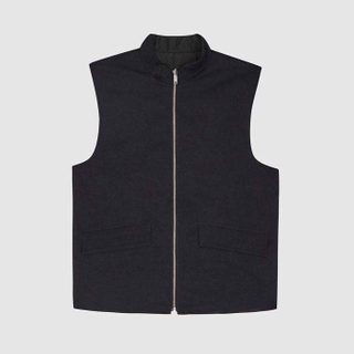 100% polyester vest met opstaande kraag en ritssluiting omkeerbaar gewatteerd herenvest