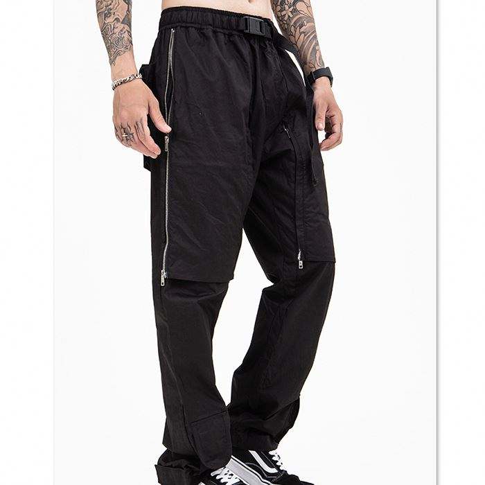 More Mens Cargo Pants Colod Color Buckle Waist Deta