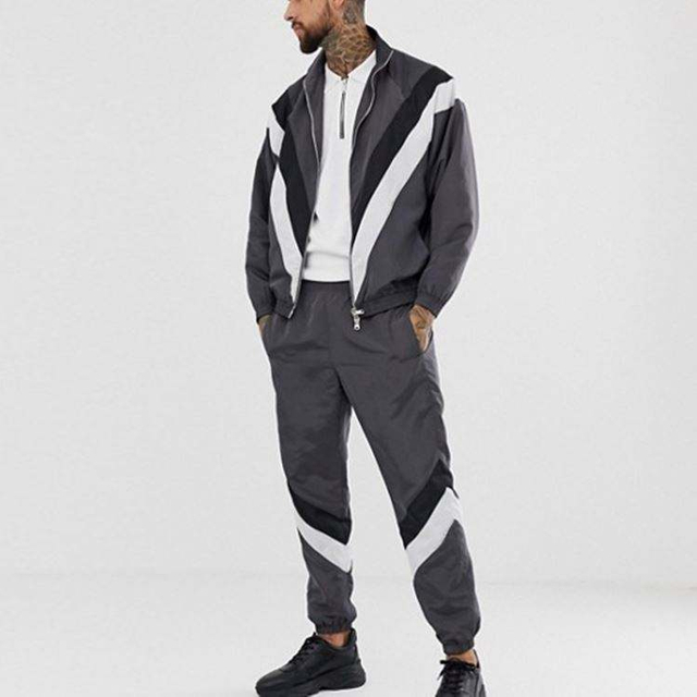 Zak&aacute;zkov&aacute; tepl&aacute;kov&aacute; souprava Nylon Ripstop Contrast Stripe Jogging Suits velkoobchod