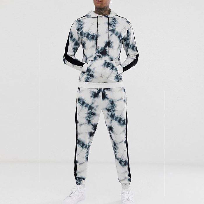 Bulk groothandel herfst sweatsuit tweedelige trainingspakken sets heren tie-dye sweatsuit