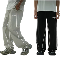 Custom Loose Fit Fabrik Nilon Kalis Air Utiliti Seluar Baggy Seluar Kasual Piping Reflektif Seluar Trek Running Berjalur