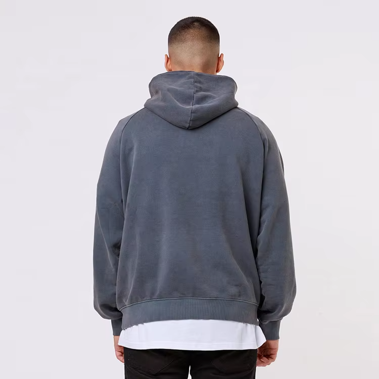 Heren op maat gemaakte grijze blanco 100% katoenen zwaargewicht trui met capuchon Oversized trui met kwartrits