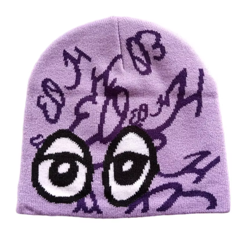 Vlastn&iacute; velkoobchodn&iacute; logo Vysoce kvalitn&iacute; Beenies Prodejce Skull Print Jacquard Zimn&iacute; v&yacute;robci Čepice Čepice