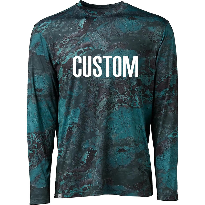 Sublimation Print Pockets Pfg Performance Vented Uv Protection အမျိုးသားများအတွက် အင်္ကျီလက်ရှည် စိတ်ကြိုက်လက်ကား Upf50 Camo ငါးဖမ်းရှပ်များ