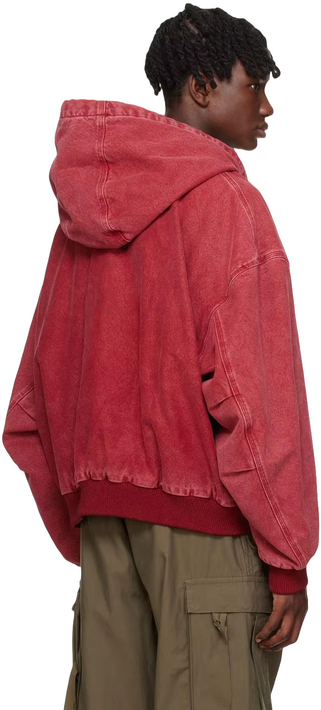 Pielāgots izšūšanas logotips Lielizmēra vintage skābes mazgāšana, vaļīga kaste, pieguļoša, apgriezta rāvējslēdzēja kapuce, smaga kokvilnas audekla jaka