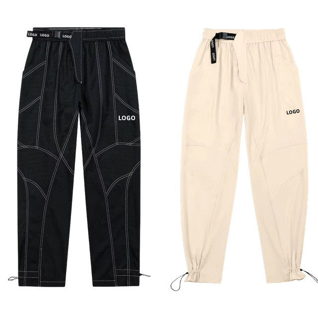 Afslappet Streetwear svedtransporterende v&aelig;vede hj&aelig;lpebukser Unisex sideb&aelig;lte lukning Justerbar manchet ankel Andestof Cargobukser