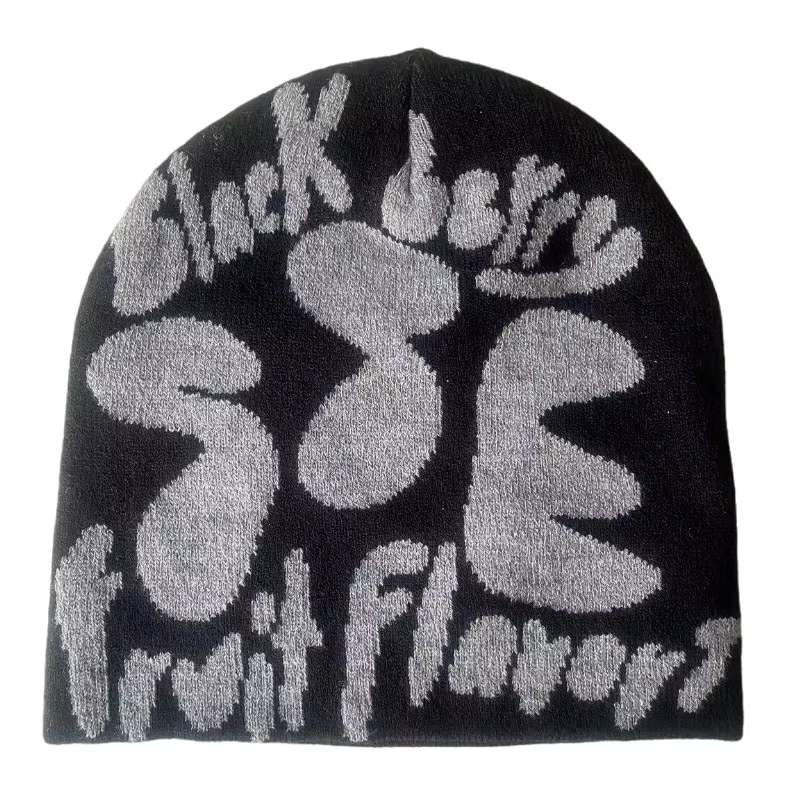 Vlastn&iacute; velkoobchodn&iacute; logo Vysoce kvalitn&iacute; Beenies Prodejce Skull Print Jacquard Zimn&iacute; v&yacute;robci Čepice Čepice