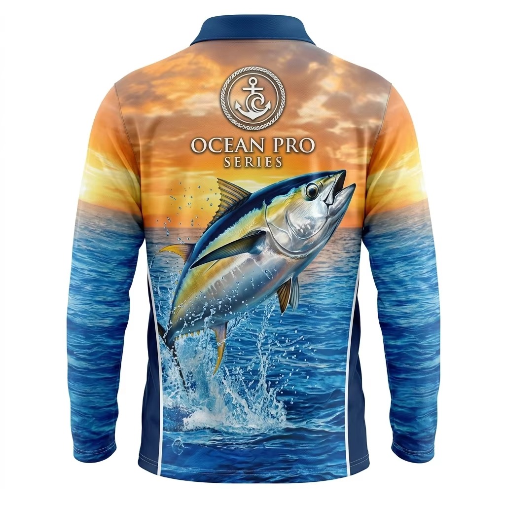 Vải Polyester Tr&ecirc;n To&agrave;n Thăng Hoa Hiệu Suất In C&acirc;u C&aacute; Mặc T&ugrave;y Chỉnh Uv Upf 50 Bảo Vệ Nhanh Kh&ocirc; C&acirc;u C&aacute; &Aacute;o