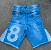 Egyedi f&eacute;rfi farmer farmer r&ouml;vidnadr&aacute;g Vintage Acid Wash dupla derek&uacute; baggy Jorts h&iacute;mzett kisz&eacute;lesedő szorongatott szakadt r&ouml;vidnadr&aacute;g