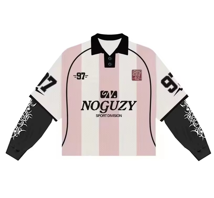 Niestandardowa, wysokiej jakości mikro-logo z haftem Streetwear, dwuwarstwowa koszulka polo z długim rękawem