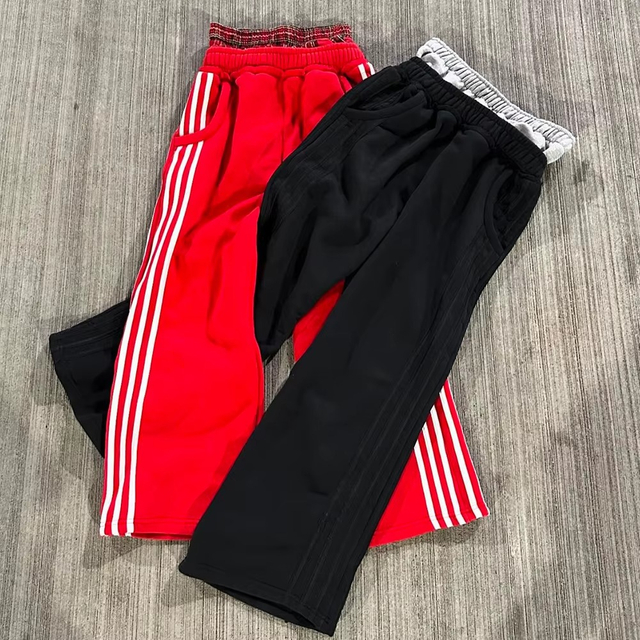 Fabricant hommes Double taille pantalons de surv&ecirc;tement 500GSM coton polaire textur&eacute; rayures Cargo pantalon Baggy pantalons de surv&ecirc;tement