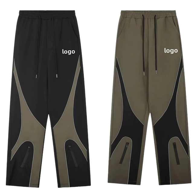 Joggers utilitarios de tela de nailon impermeables, holgados, personalizados, ropa de calle informal, pantalones cargo con ribetes reflectantes