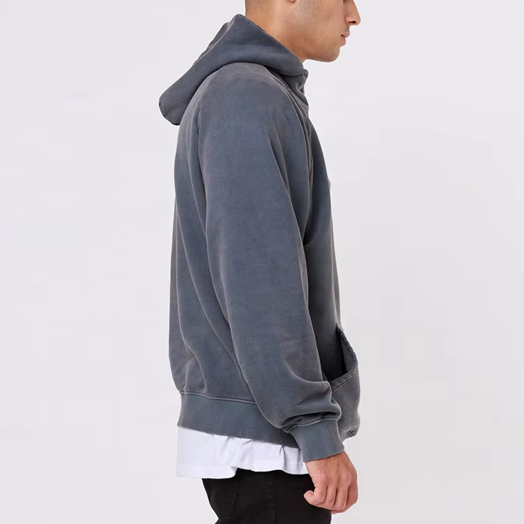 Heren op maat gemaakte grijze blanco 100% katoenen zwaargewicht trui met capuchon Oversized trui met kwartrits
