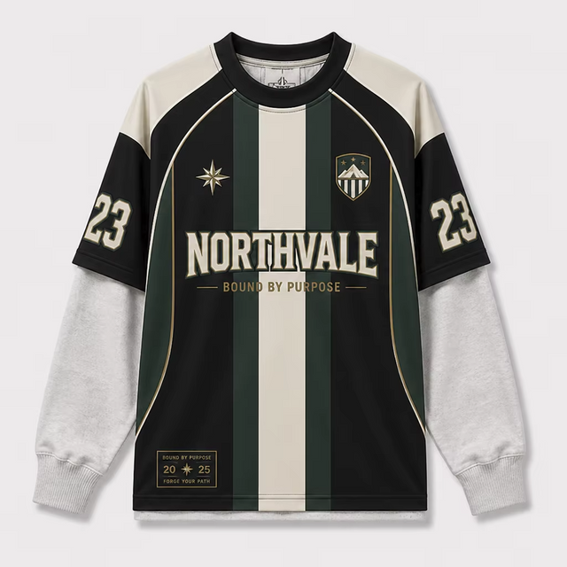 Camisetas personalizadas de manga larga, sublimadas, de doble capa, estilos de f&uacute;tbol, ​​ropa de calle de f&uacute;tbol informal personalizada Original