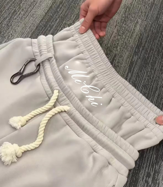 Aangepaste sport-joggingbroek met drie strepen en dubbele taille, rechte herenbroek van zuiver katoen, Streetstyle