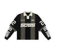 Niestandardowa, wysokiej jakości mikro-logo z haftem Streetwear, dwuwarstwowa koszulka polo z długim rękawem