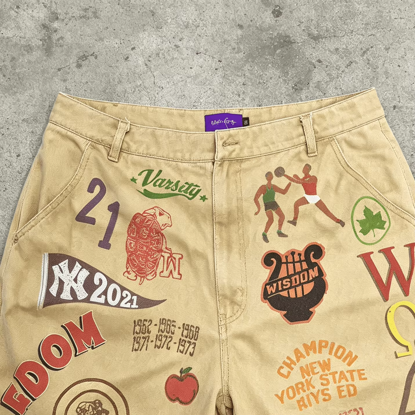 OEM ODM Custom Logo Vintage gewaschene Herren-Shorts mit hoher Taille, lockerer Sommer-Streetwear-Leinwand-Volldruck-Shorts