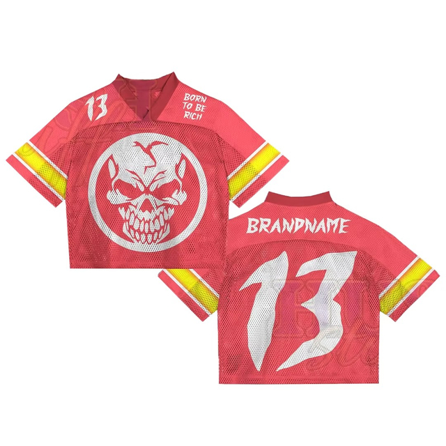 T-shirt surdimensionn&eacute; en maille, Streetwear personnalis&eacute;, graphique court, maillot de Football am&eacute;ricain